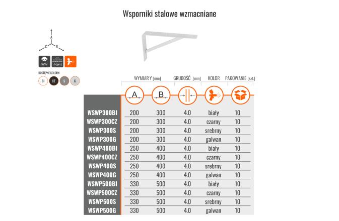 MARK KYRC WSPORNIK STALOWY WZMACNIANY 500X330X4MM