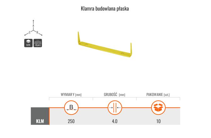 MARK KYRC KLAMRA BUDOWLANA PŁASKA 250X4MM