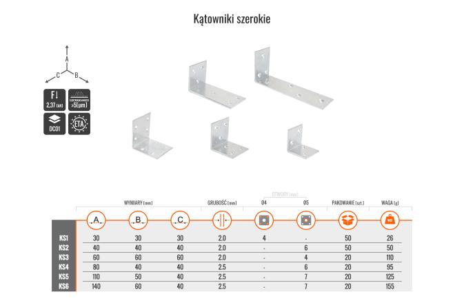 MARK KYRC KĄTOWNIK SZEROKI 140X60X40X2.5MM KS6