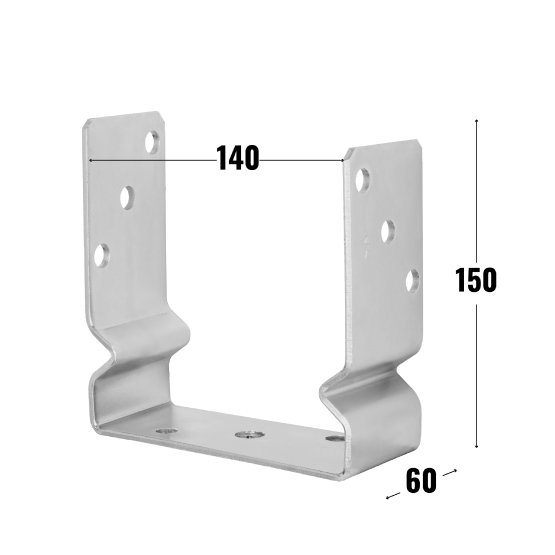 MARK KYRC PODSTAWA SŁUPA TYPU U Z ZYGZAKIEM  150X140X60X4MM