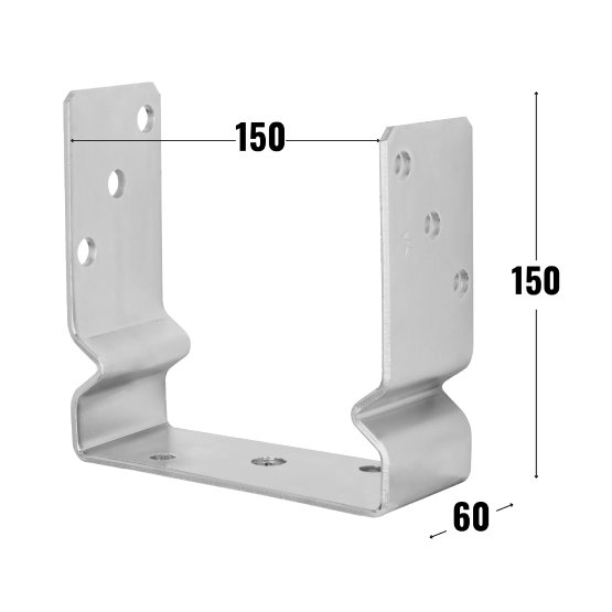 MARK KYRC PODSTAWA SŁUPA TYPU U Z ZYGZAKIEM  150X150X60X4MM
