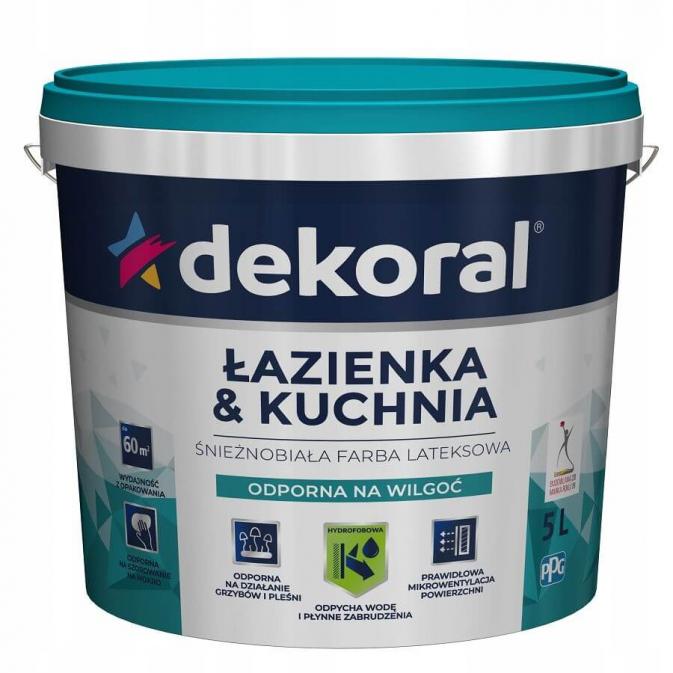 Dekoral Farba Lateksowa Łazienka&Kuchnia Maleinak Biały Mat 5L