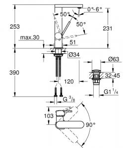 Grohe Bateria Umywalkowa  Plus Dn 15 Rozmiar L 23873003