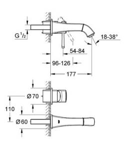 Grohe Bateria umywalkowa Grandera 19929000 dwuotwotowa ścienna