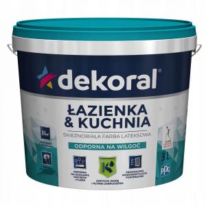 Dekoral Farba Lateksowa Łazienka&Kuchnia Maleinak Biały Mat 3L