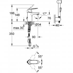 Grohe Bateria Umywalkowa Eurosmart Cosmopolitan S Z Rączką Bidetka 23125000